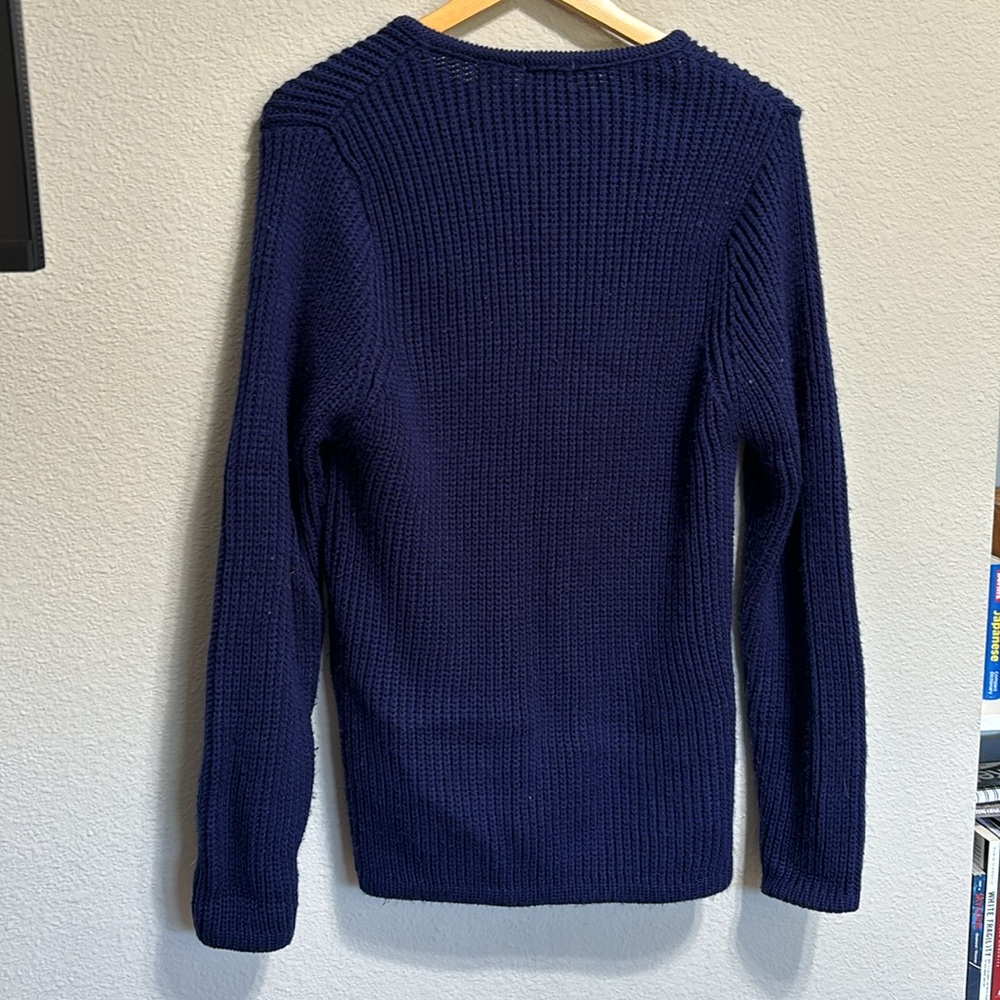 Thick chunky Susan Ess vintage Sears metal button navy blue cardigan medium - Picture 6 of 6